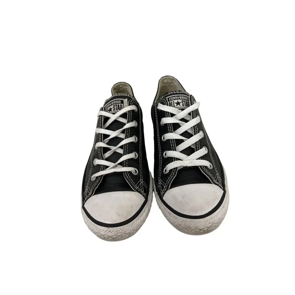 Converse Shoes Low Top Black Leather Chuck Taylor Sneakers Size Youth 3